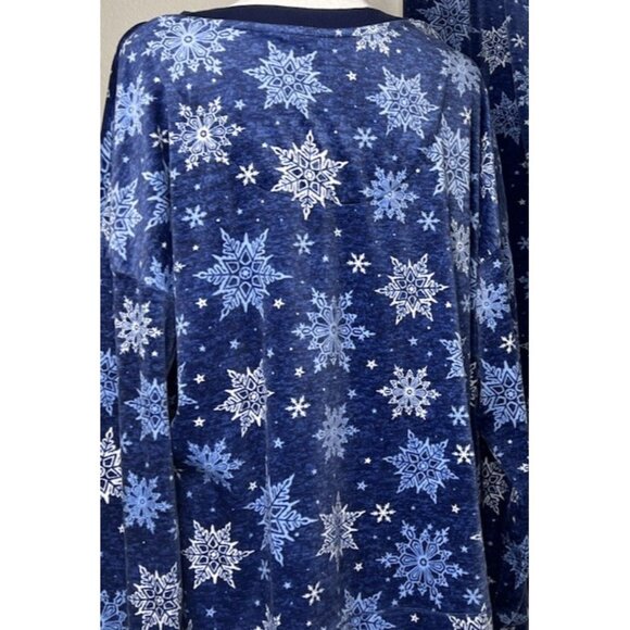 Nautica Women’s Pajama Set Snowflake Blue Soft Stretchy V Neck Sz XL - Picture 9 of 9